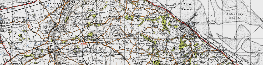 Old map of Trelogan in 1947