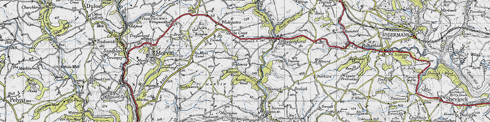 Old map of Trelowia in 1946