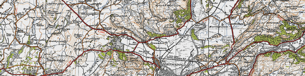 Old map of Tremadog in 1947