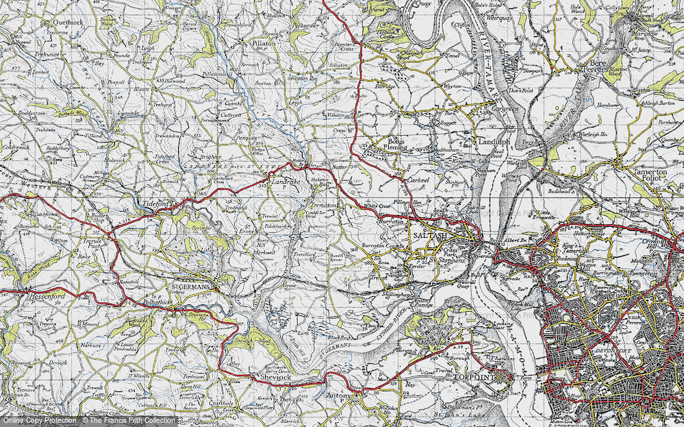 Old Map of Trematon, 1946 in 1946