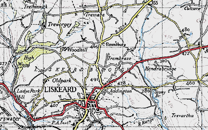 Old map of Trembraze in 1946
