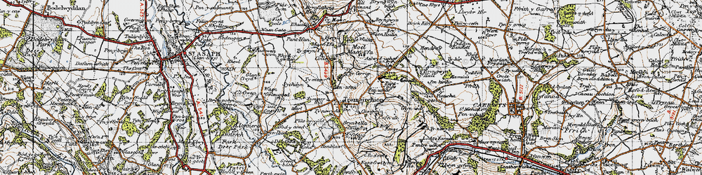 Old map of Aelwyd-uchaf in 1947
