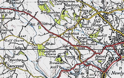 Old map of Tremethick Cross in 1946