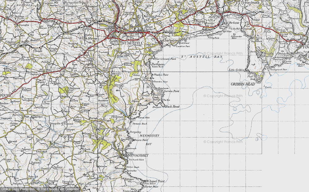 Old Map of Historic Map covering Bite, The in 1946