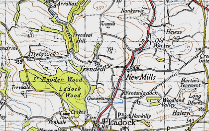 Old map of Trendeal in 1946