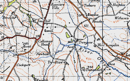 Old map of Trengune in 1946