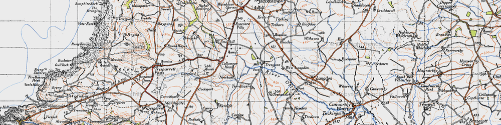 Old map of Trengune in 1946