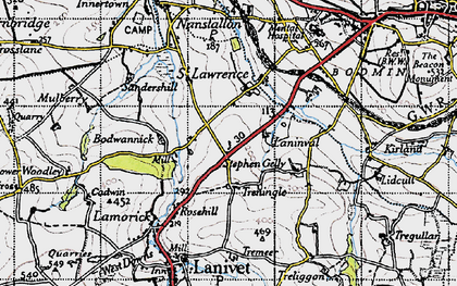 Old map of Treningle in 1946