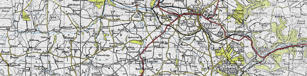 Old map of Treningle in 1946