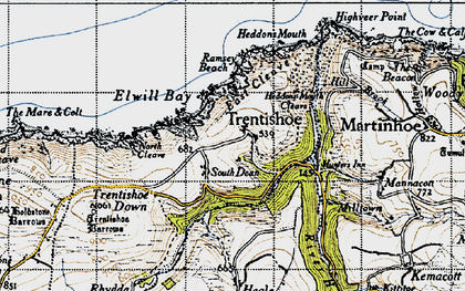Old map of Trentishoe in 1946