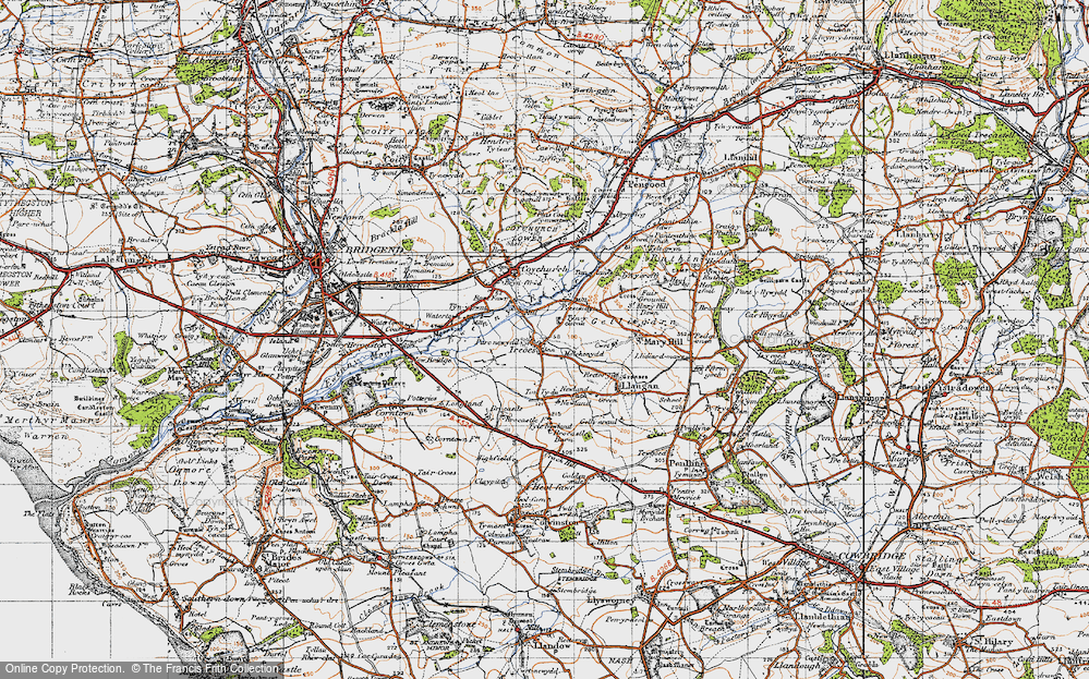 Old Map of Treoes, 1947 in 1947