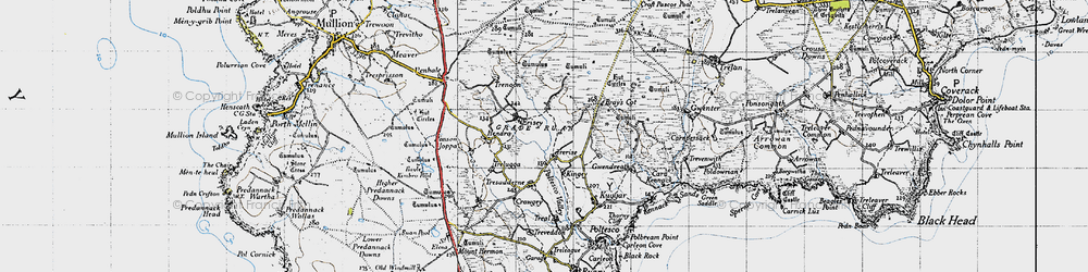 Old map of Trerise in 1946