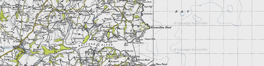 Old map of Trerose in 1946