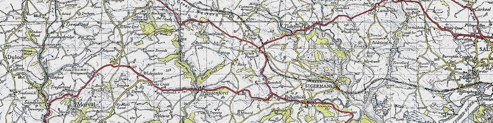 Old map of Trerulefoot in 1946