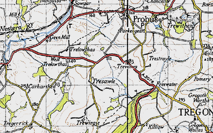 Old map of Trewarthenick in 1946
