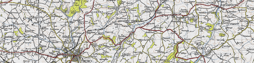 Old map of Tresillian in 1946