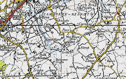 Old map of Treskillard in 1946