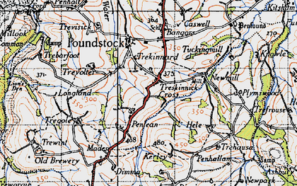 Old map of Treskinnick Cross in 1946