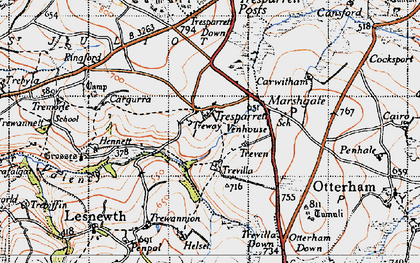 Old map of Tresparrett in 1946