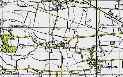 Old map of Treswell in 1947