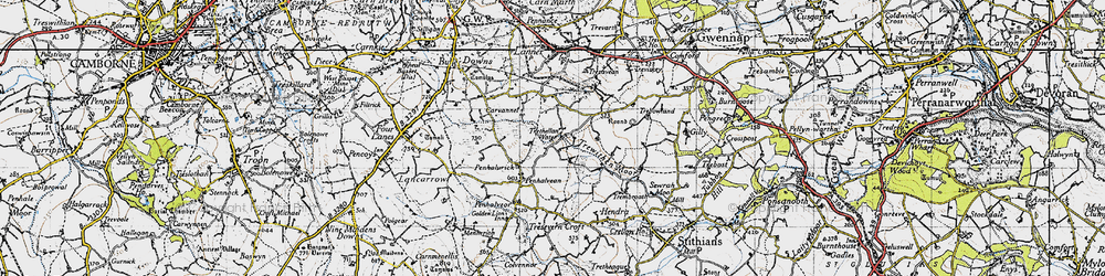 Old map of Trethellan Water in 1946