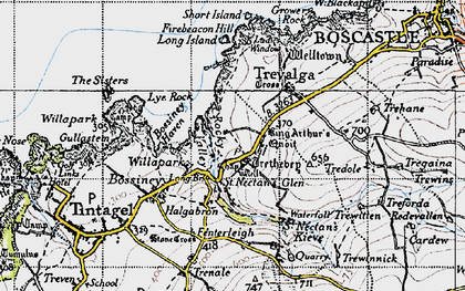 Old map of Rocky Valley in 1946