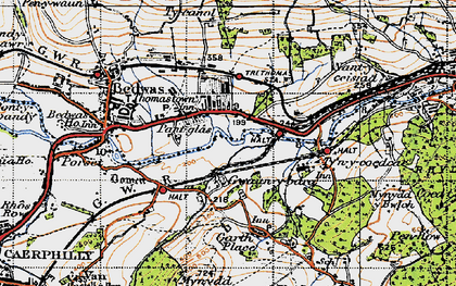 Old map of Trethomas in 1947