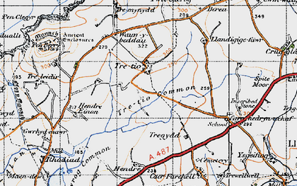 Old map of Tretio in 1946