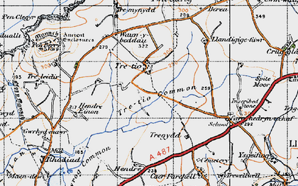 Old map of Tretio Common in 1946