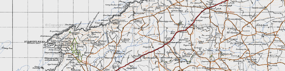 Old map of Tretio Common in 1946