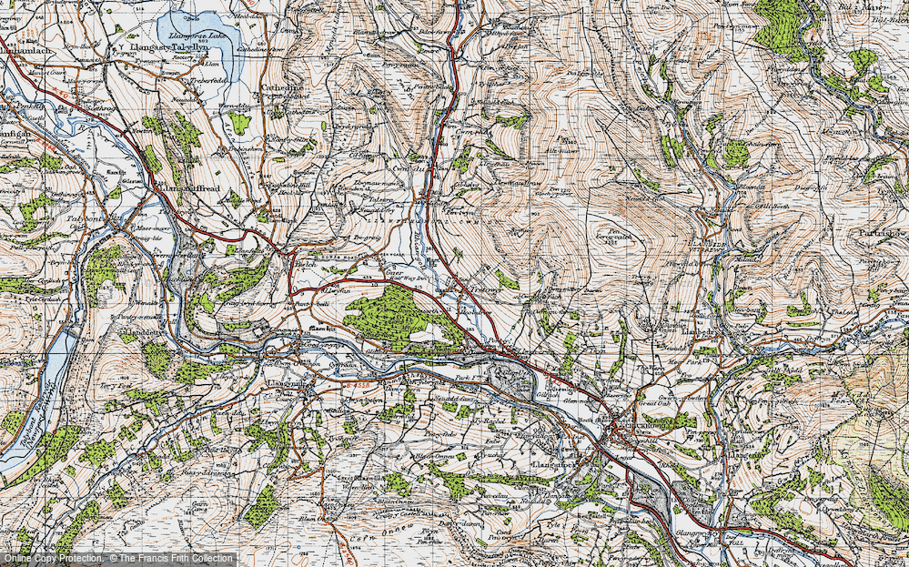 Old Map of Historic Map covering Cwm Mawr in 1947