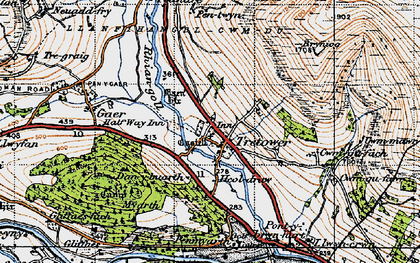 Old map of Tretower in 1947