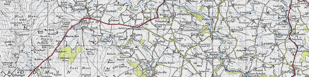 Old map of Tolcarne Tor in 1946