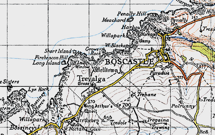 Old map of Trevalga in 1946