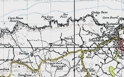 Old map of Trevalgan in 1946