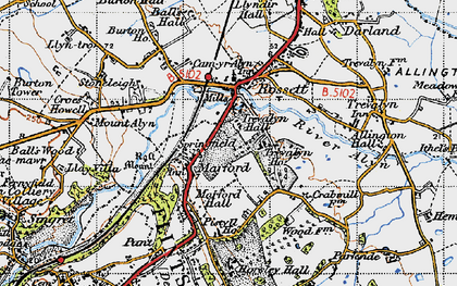 Old map of Trevalyn in 1947
