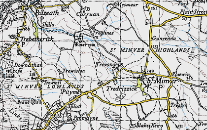 Old map of Trevanger in 1946