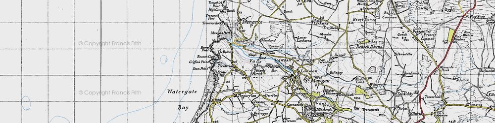 Old map of Tolcarne Merock in 1946