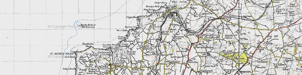 Old map of Trevellas in 1946