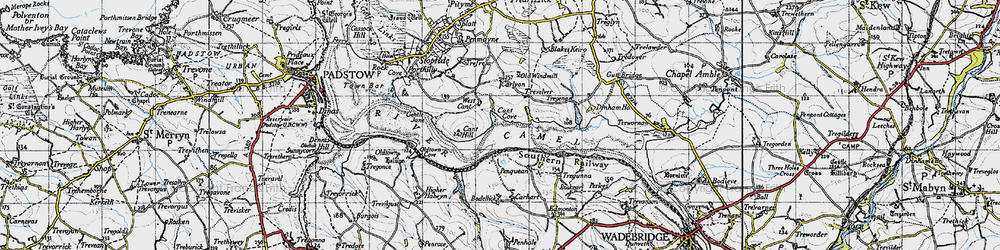 Old map of Trevelver in 1946