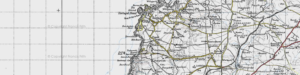Old map of Treven in 1946