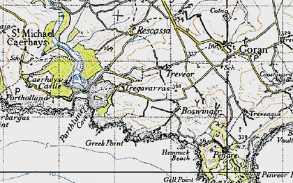 Old map of Treveor in 1946