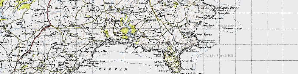 Old map of Treveor in 1946