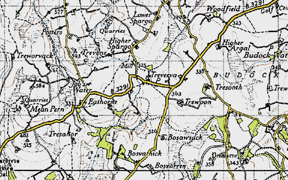 Old map of Treverva in 1946