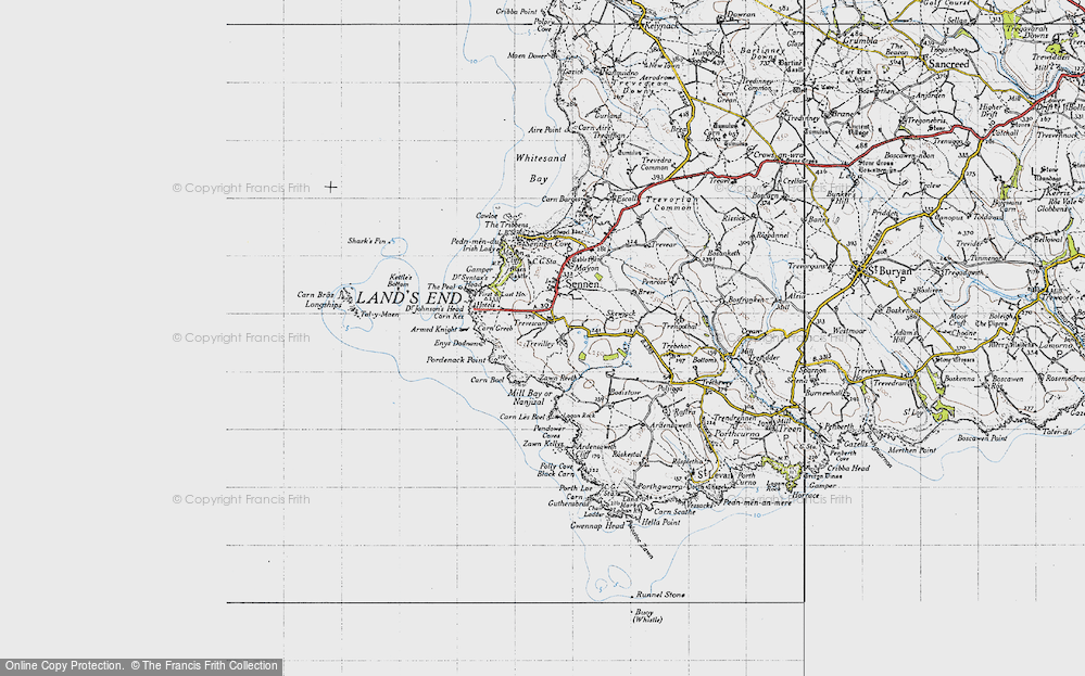 Old Map of Historic Map covering Carn Boel in 1946