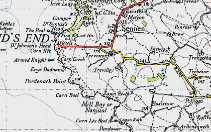Old map of Zawn Kellys in 1946