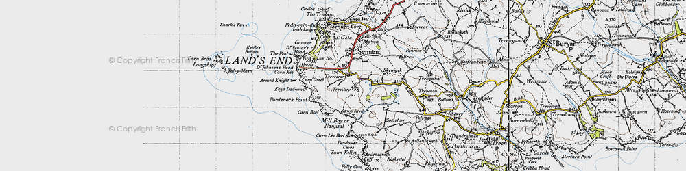 Old map of Armed Knight in 1946
