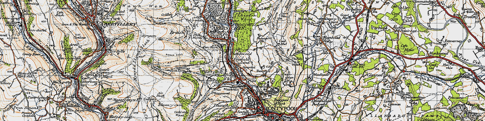 Old map of Trevethin in 1947
