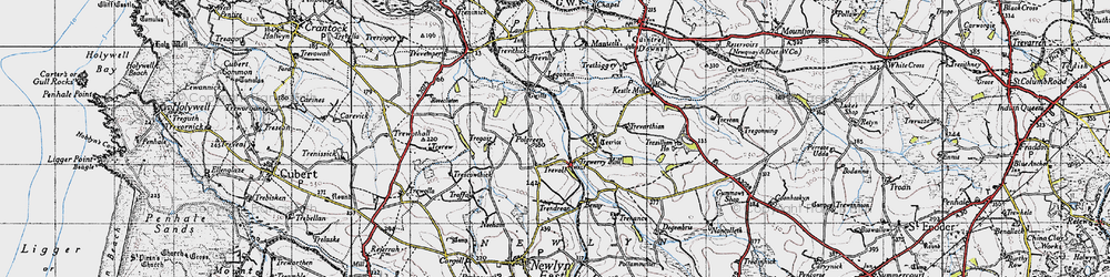 Old map of Trendrean in 1946