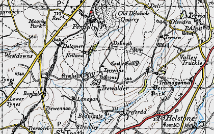 Old map of Trewalder in 1946